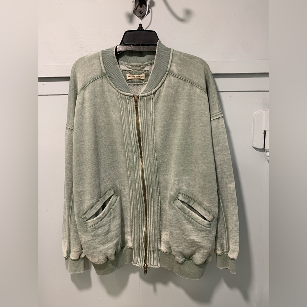 Free People Washed Army Green Bomber.